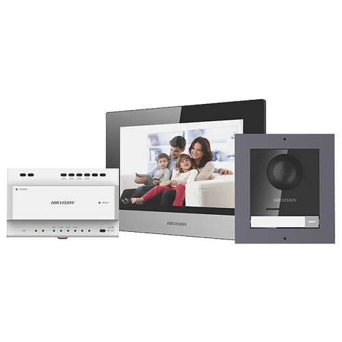 Kit videointerfon IP 7inch conectare 2 fire-HIKVISION DS-KIS702