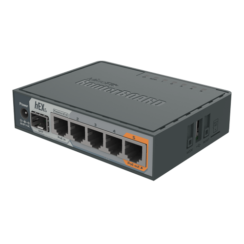 Router hEX S 5 x Gigabit 1 xSFP RouterOS L4-Mikrotik RB760iGS